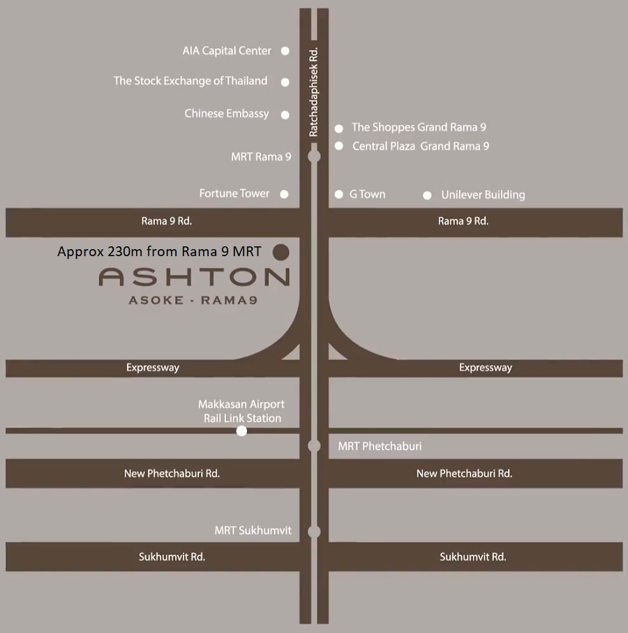 Ashton Asoke Rama 9 Bangkok Condo Location Map