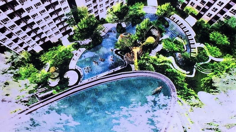 Resort style pool at Elio Del Nest Udom Suk Bangkok Property