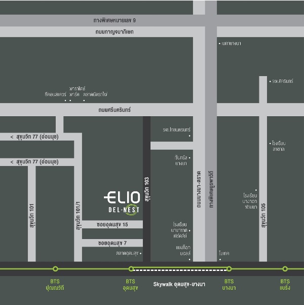 Location of Elio Del Nest Udom Suk Bangkok Property