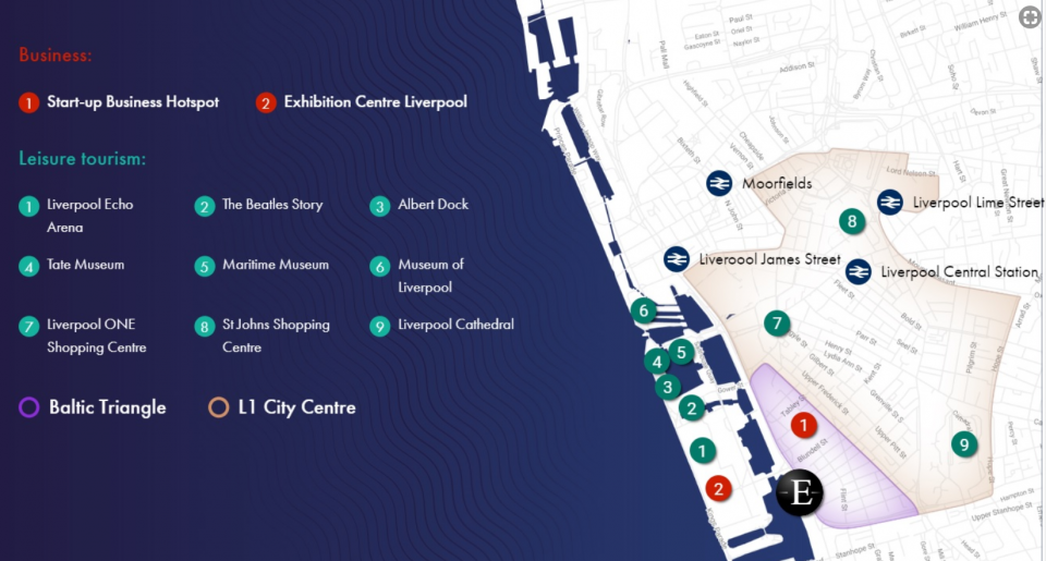 Location map of Epic Hotel & Residence Liverpool Property