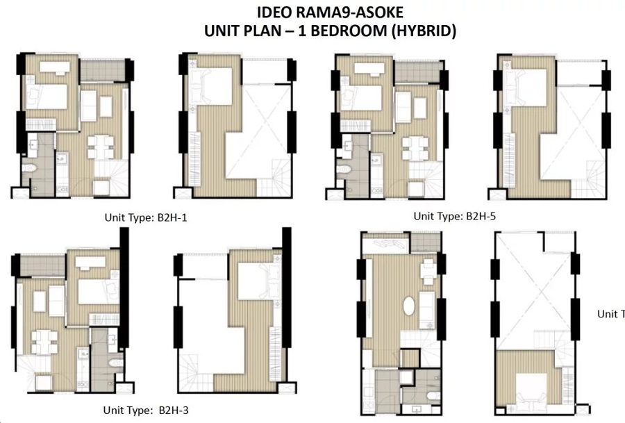 Ideo Rama 9 Asoke 1 bedroom hybrid floorplans