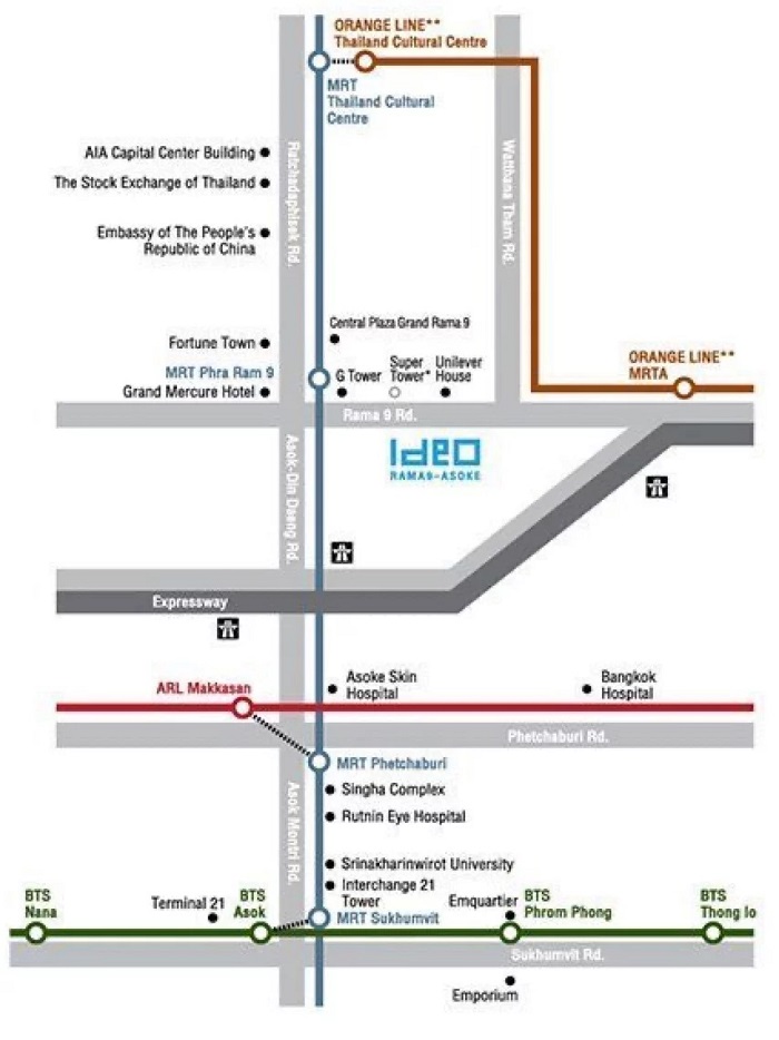 Ideo Rama 9 Asoke location map