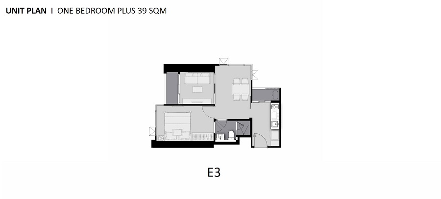 Life Sathorn Sierra Bangkok Condo 1 bedroom plus floor plan type E3