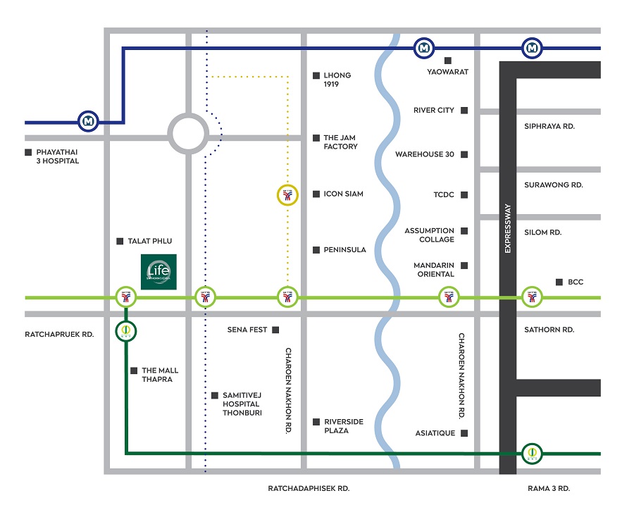 Location map of Life Sathorn Sierra Bangkok Condo