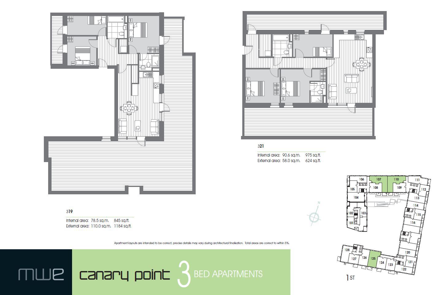 Marine Wharf East 3 bedroom floor plans