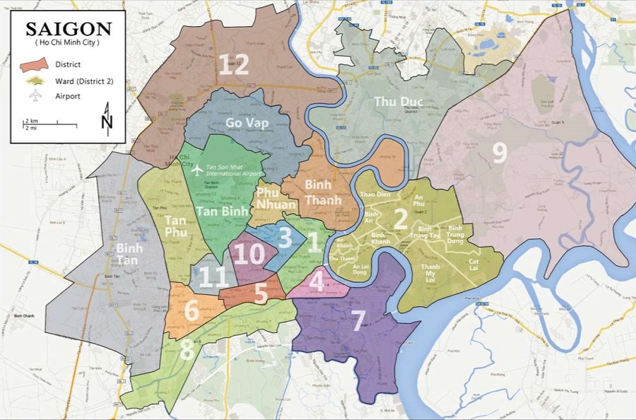 Saigon Ho Chi Minh City Districts Map