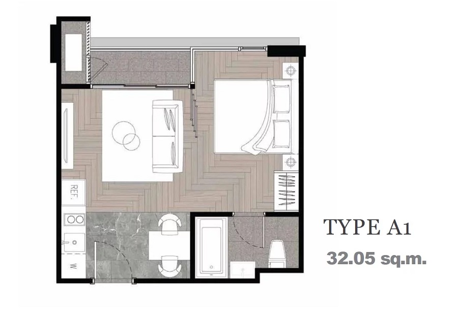 Walden Thonglor 8 1 bedroom floorplan