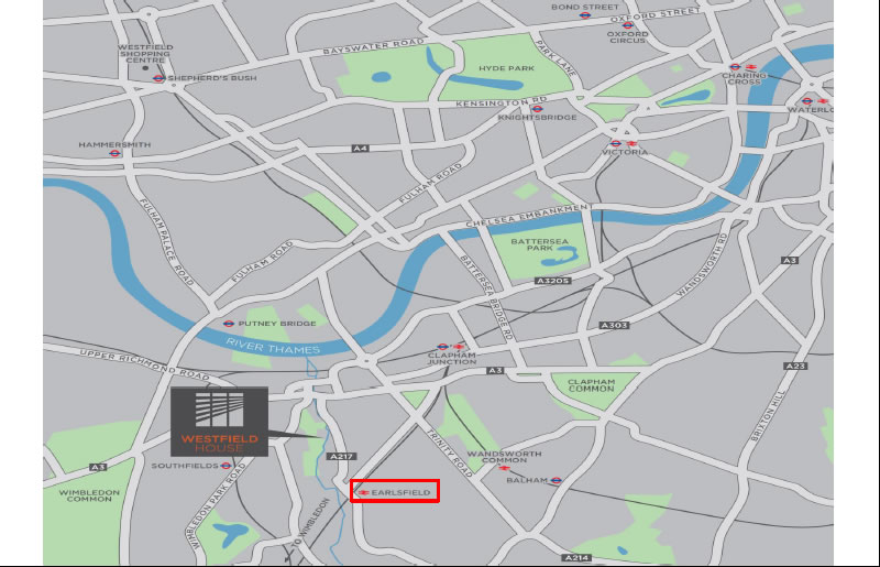 Location of Westfield House London Apartments for Sale